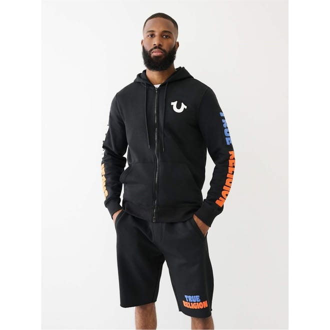 Coaster Hooded Ribbed Cuff Sweat Jacket with Lettering