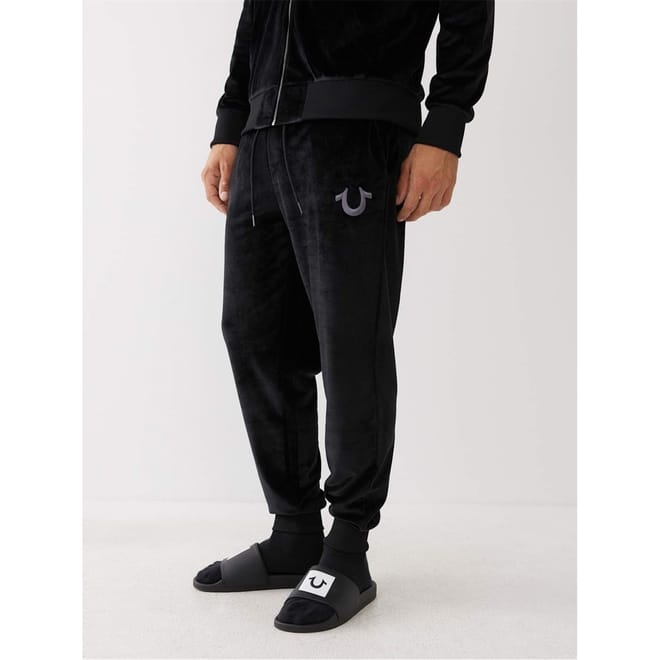 Velour Ribbed Cuff Straight Leg Joggers