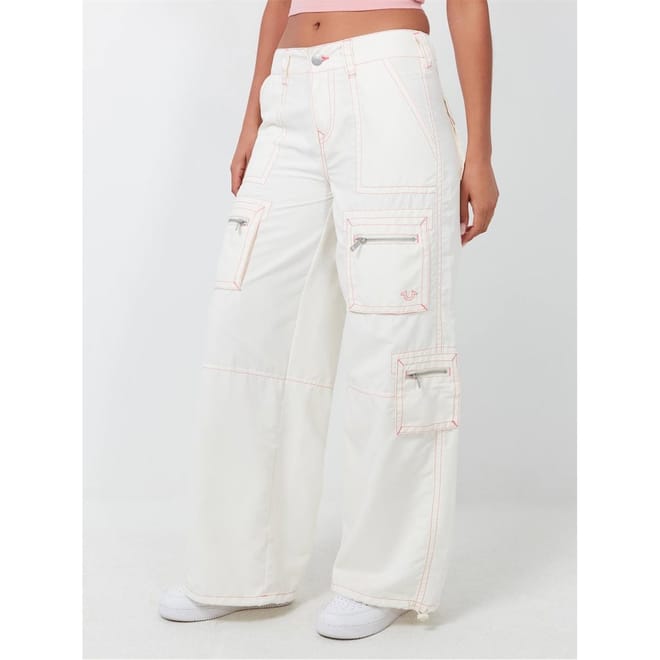 Wide Leg Baggy Cargo Pants with Zipped Pockets