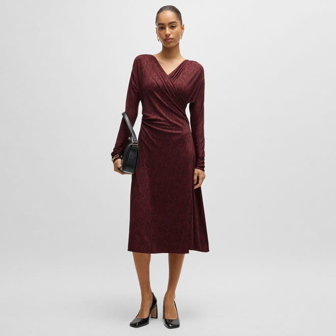 Ettita Allover Print Wrap-Front Dress