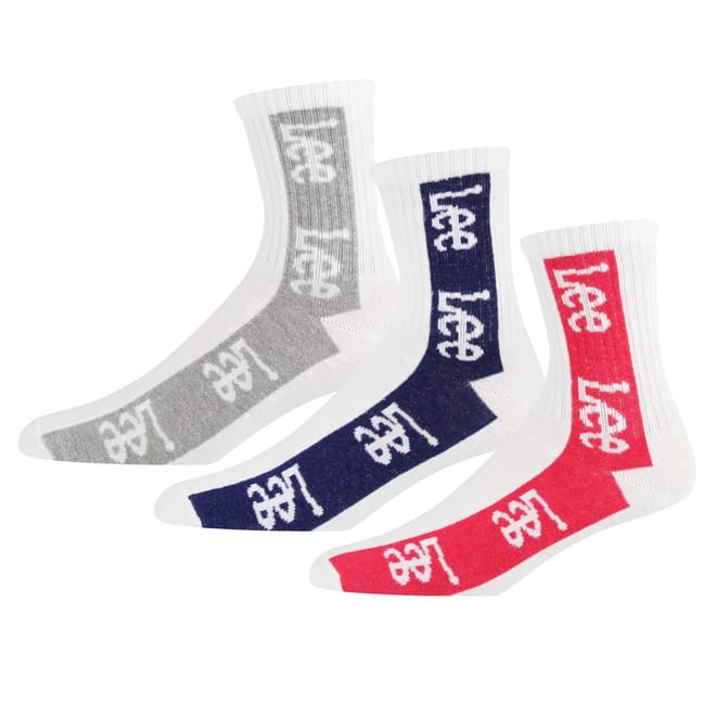 3 Pack Lettering Crew Socks