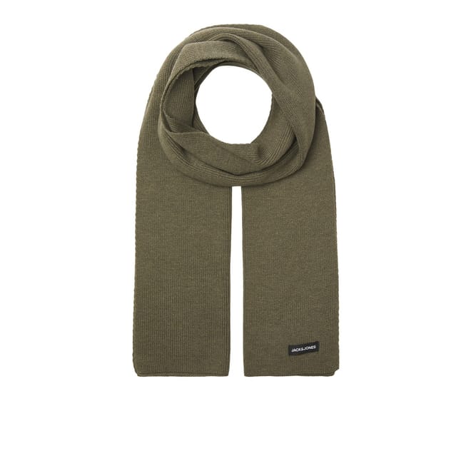 Ribbed Knit Scarf with Logo