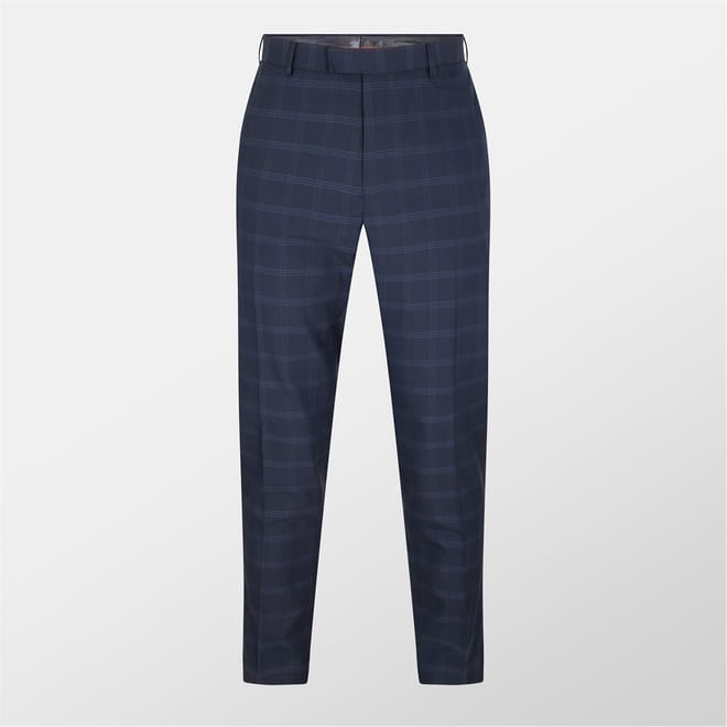 Text Plaid Regular Fit Straight Trousers