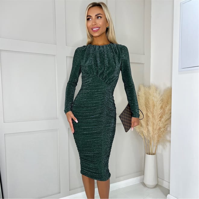 Long Sleeve Ruched Bodycon Dress