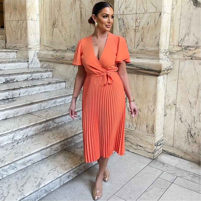 Midi Dress With Tie Waist