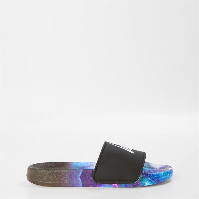 Space Graphic Print Flat Heel Slides