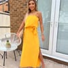 Waist Strappy Split Leg Midi Dress