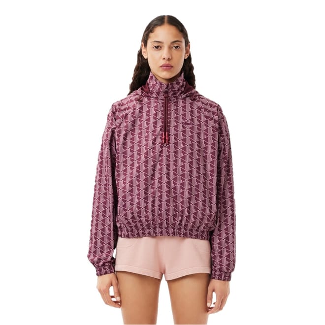 Hooded Geometric Patterned Rain Jacket