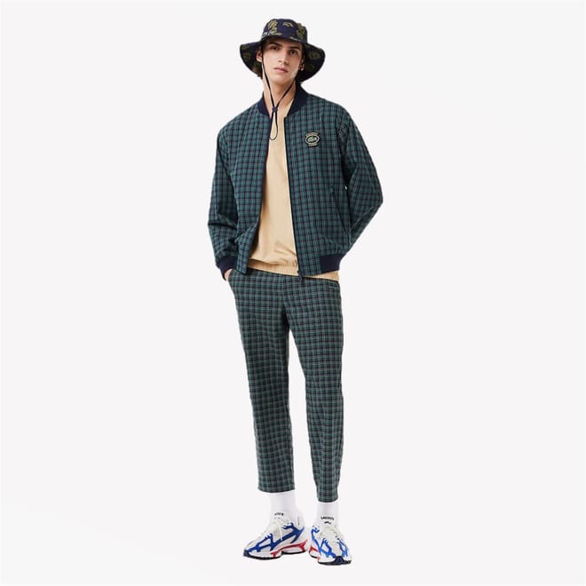 Plaid Bomber Jacket with Logo