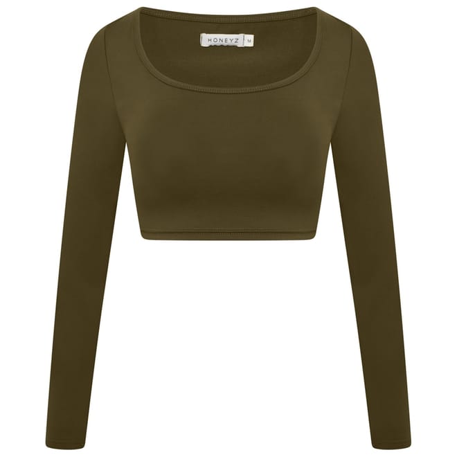 Cropped Scoop Neck Slim Fit T-Shirt