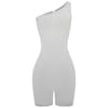 One Shoulder Solid Patterned Playsuit