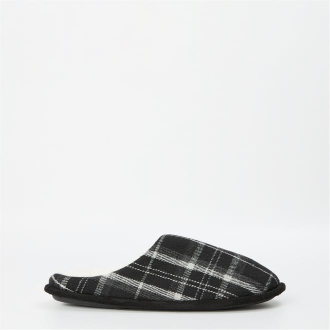 Plaid Round Toe Mule Slippers