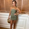 Cotton Strapless Belted Skort Playsuit