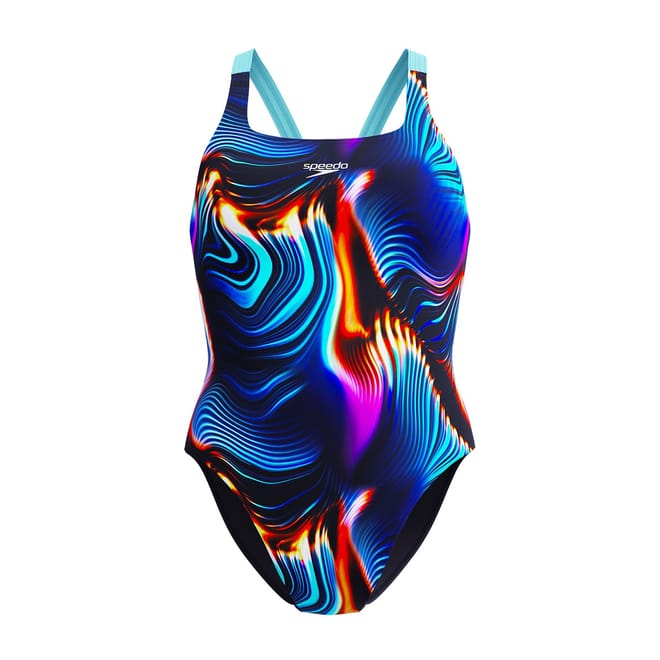 Abstract Patterned Leader Back One Piece Swimsuit