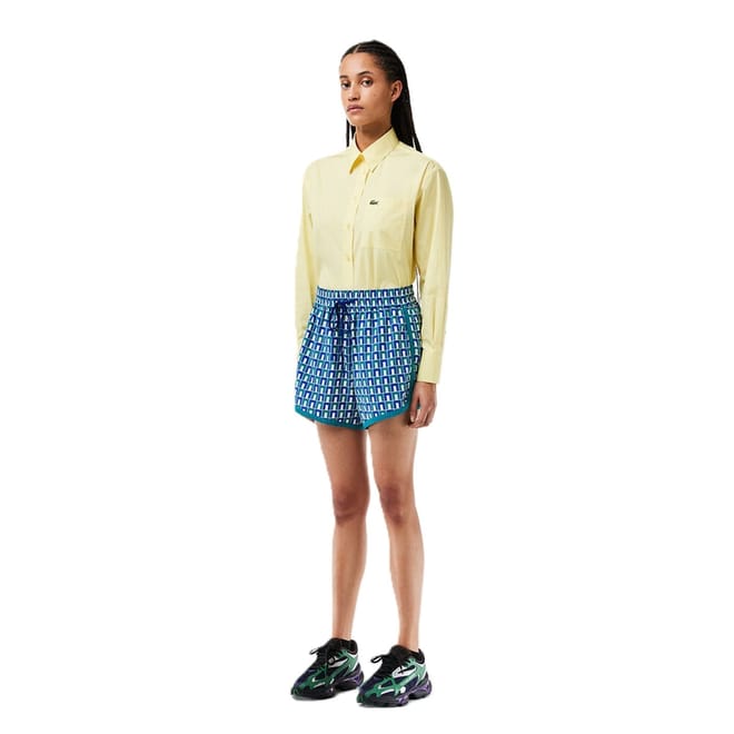 Geometric Patterned Curved Hem Shorts