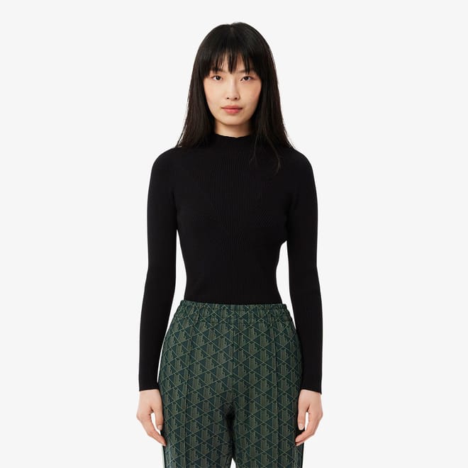 High Neck 3D Rib Knit Sweater