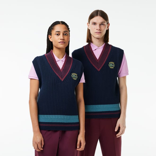 Heavy Cotton Badge Accent Tennis Sweater