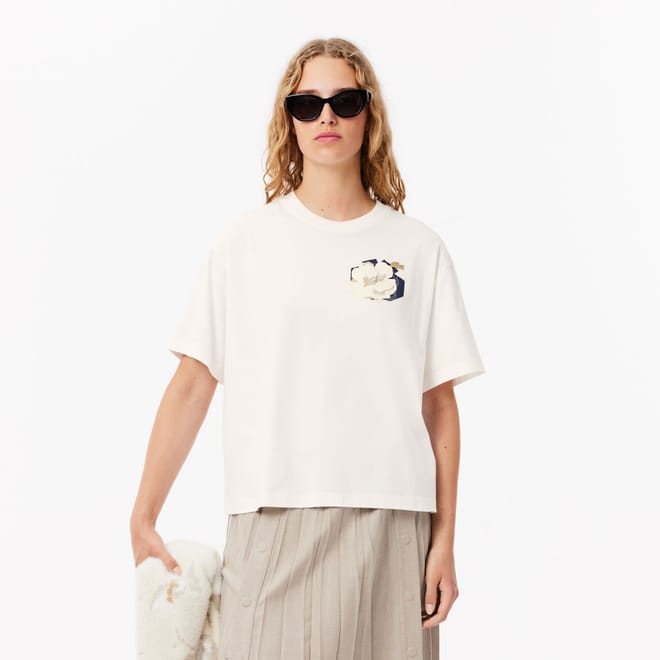 Oversized Flower Print Cotton T-Shirt