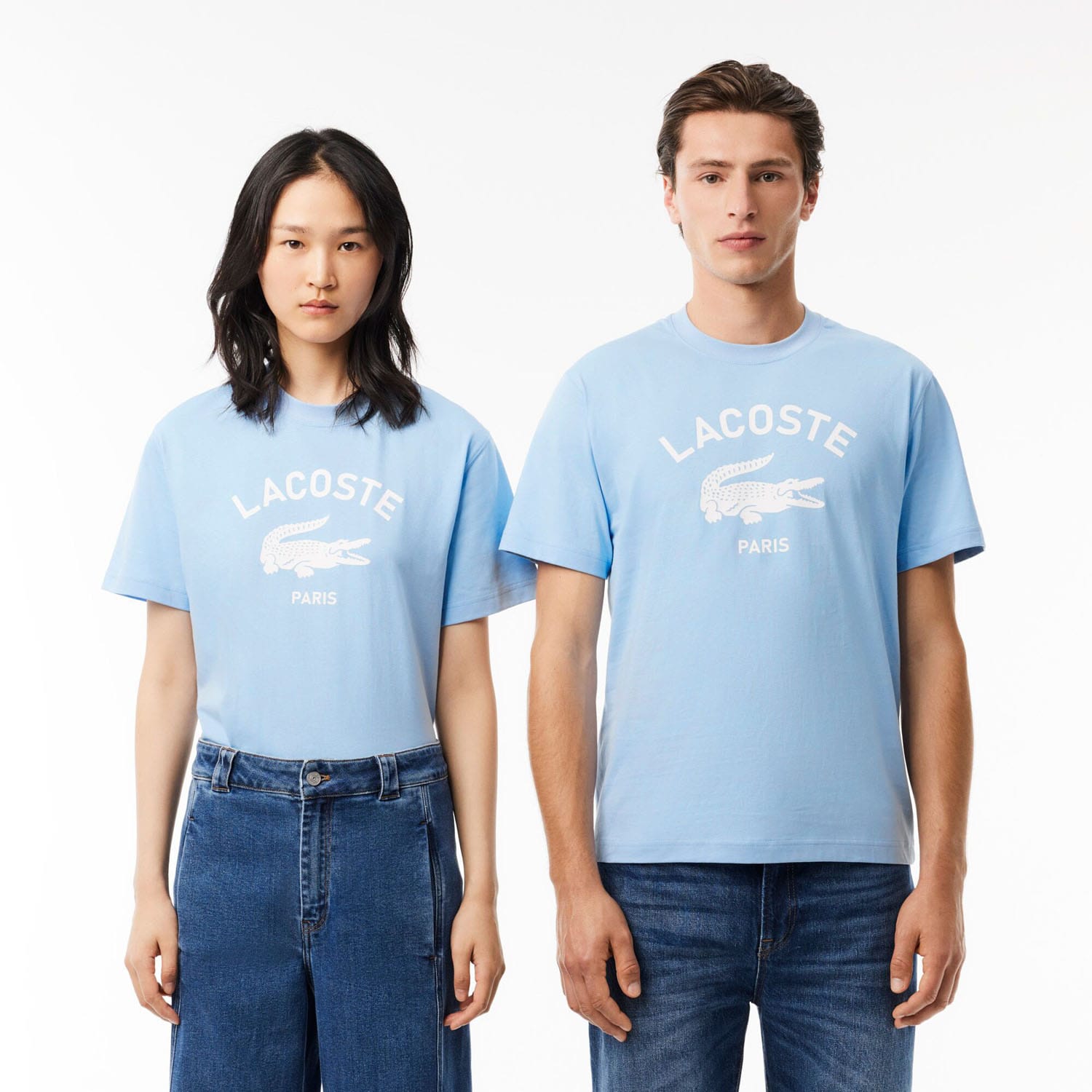 Light Blue Lacoste Signature Print Cotton T-Shirt - Get The