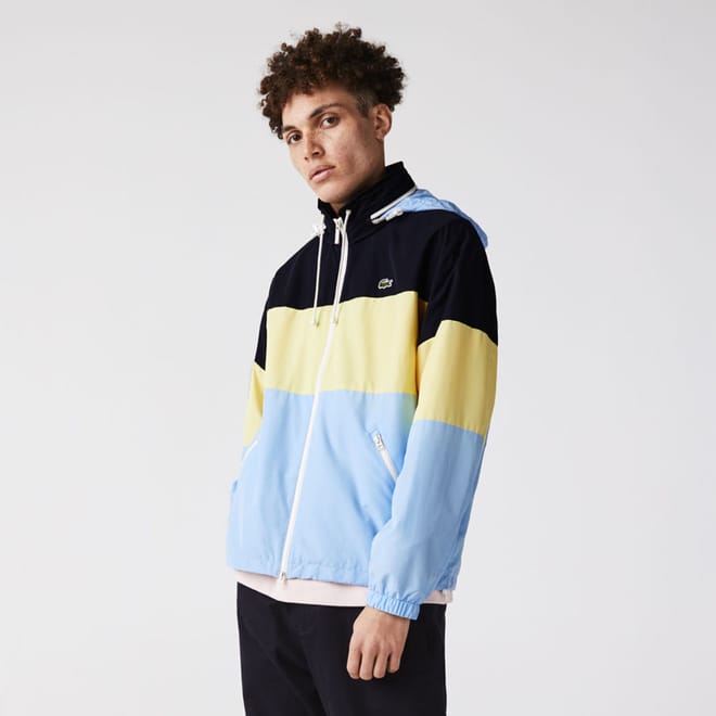 Concealed Hood Water-Resistant Colour-Block Jacket