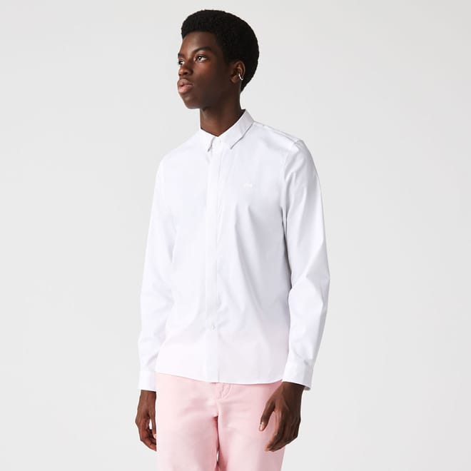 Slim Fit Concealed Placket Poplin Shirt
