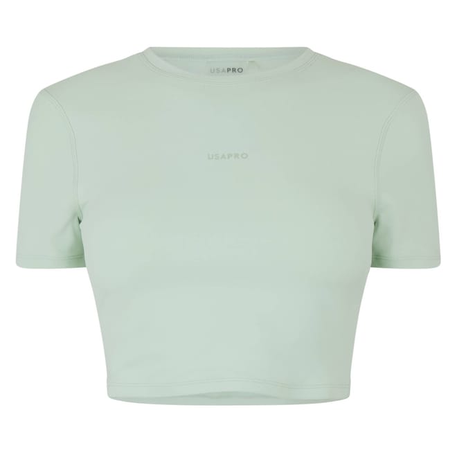 Cropped Slim Fit Crew Neck T-Shirt