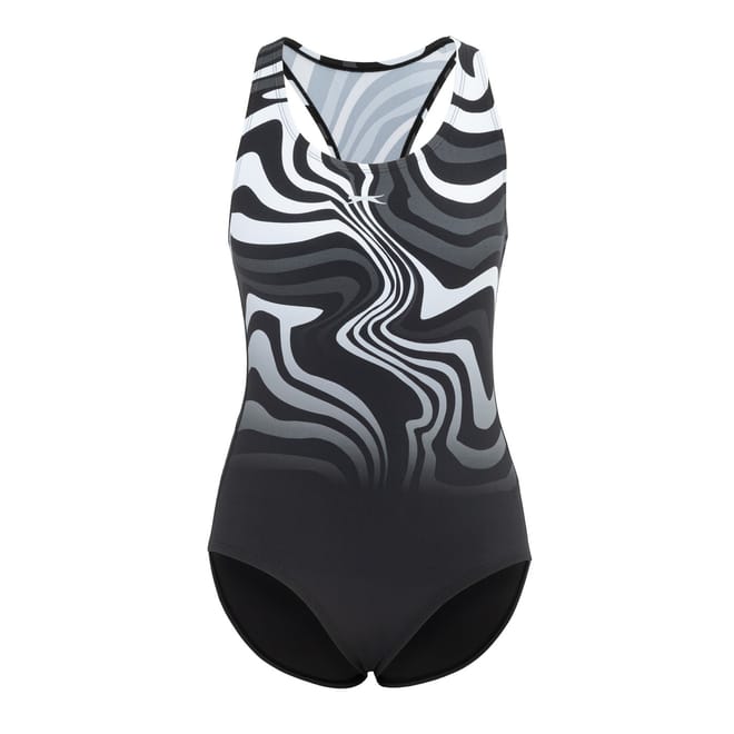 Snug Fit Wave Patterned One Piece Swimsuit