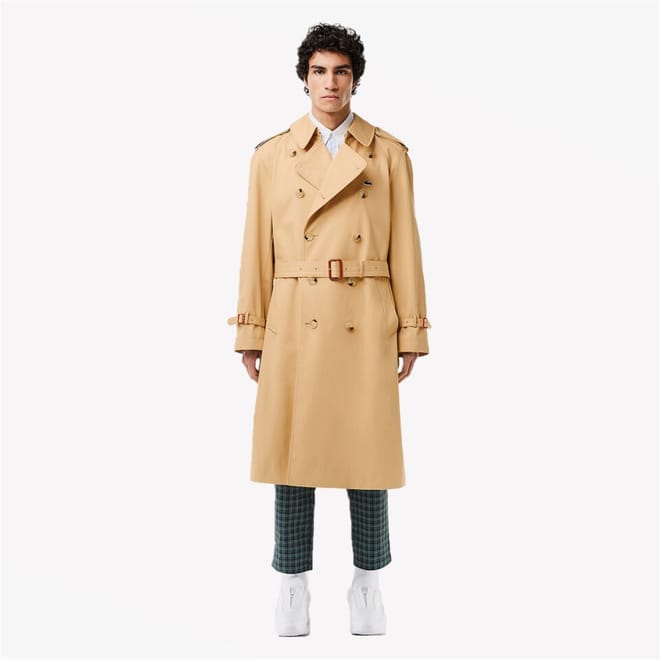 Solid Patterned Trench Coat with Point Collar