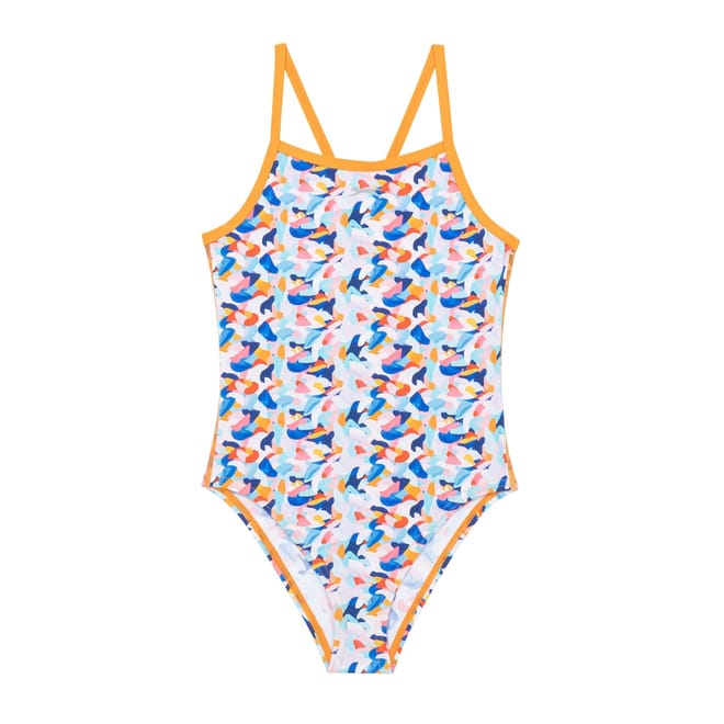 Thin Strap Abstract Patterned Swimsuit