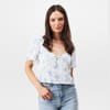 Keyhole Neck Regular Fit Short Sleeve Blouse