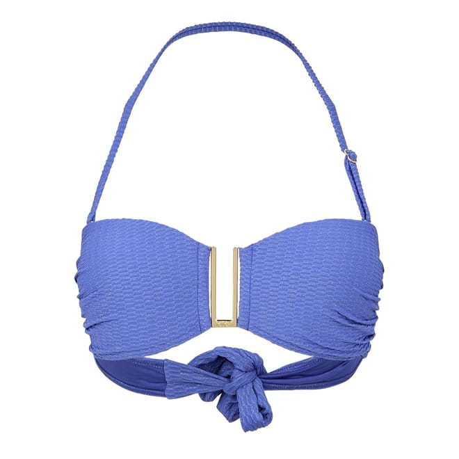 Gold Metal Detail Halter Neck Tie Back Bikini Top