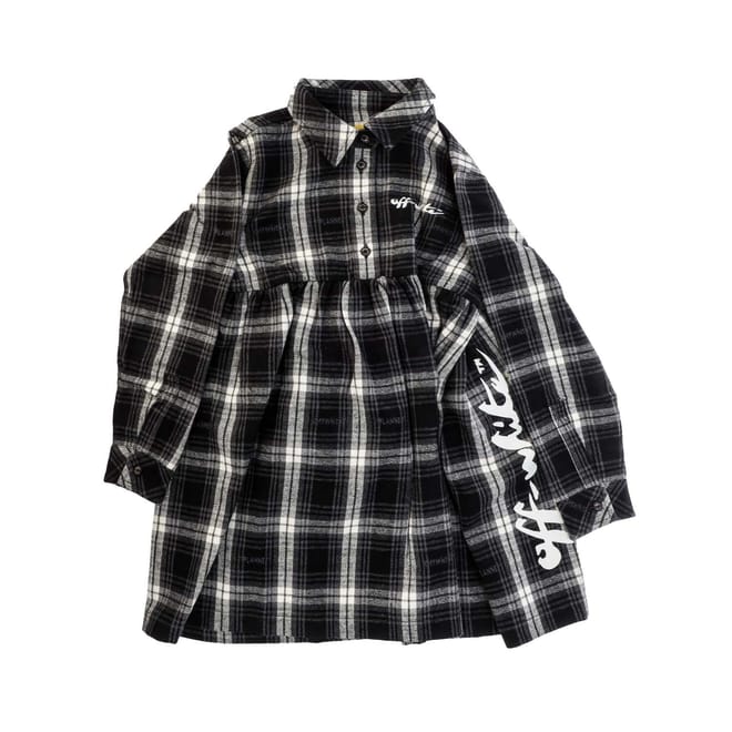 Juniors Script Check Flannel Dress