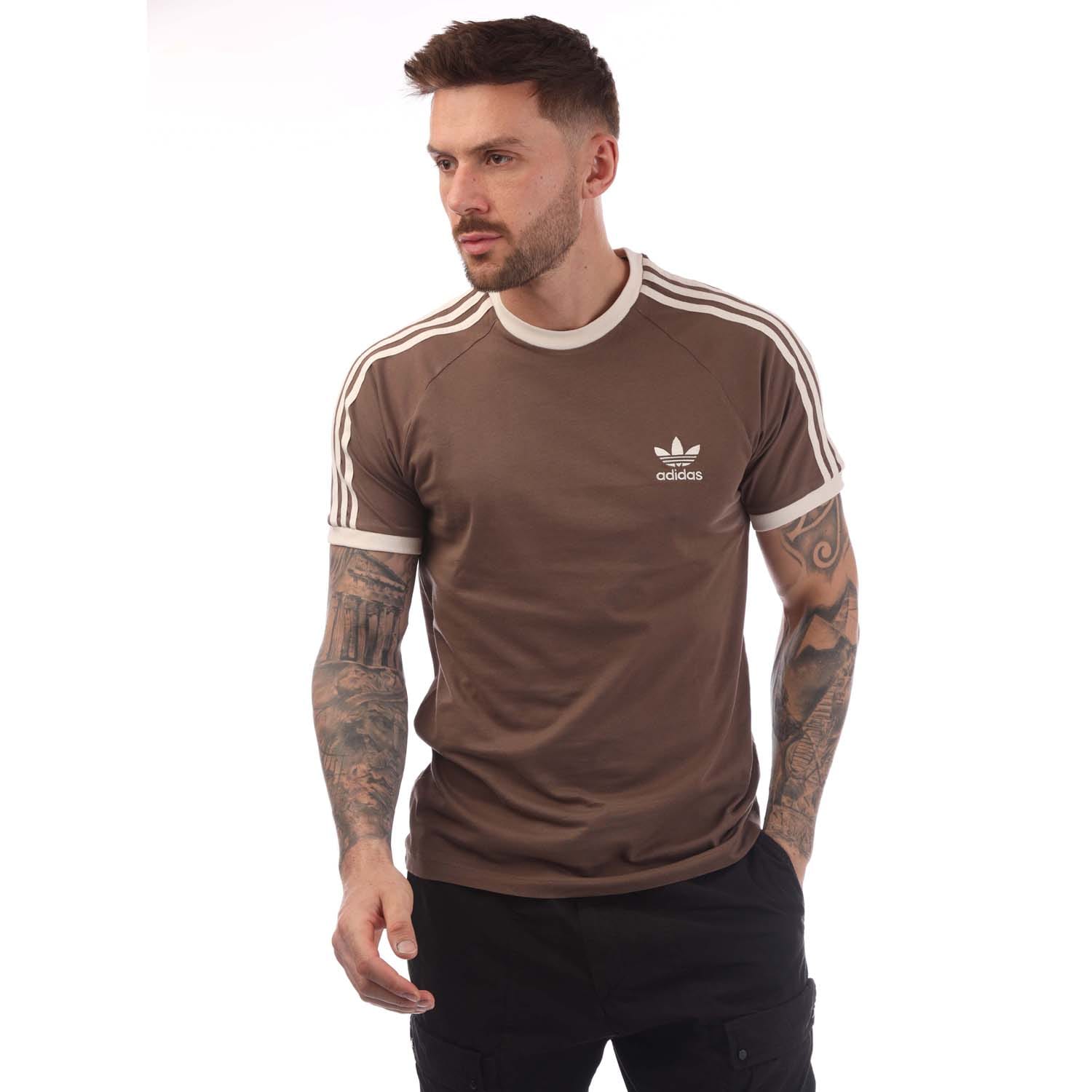 ★★送料無料★★adidas Originals 3-STRIPES T / BEIGE×BROWN adidas Originals 3 Stripe t-shirt in beige | ASOS