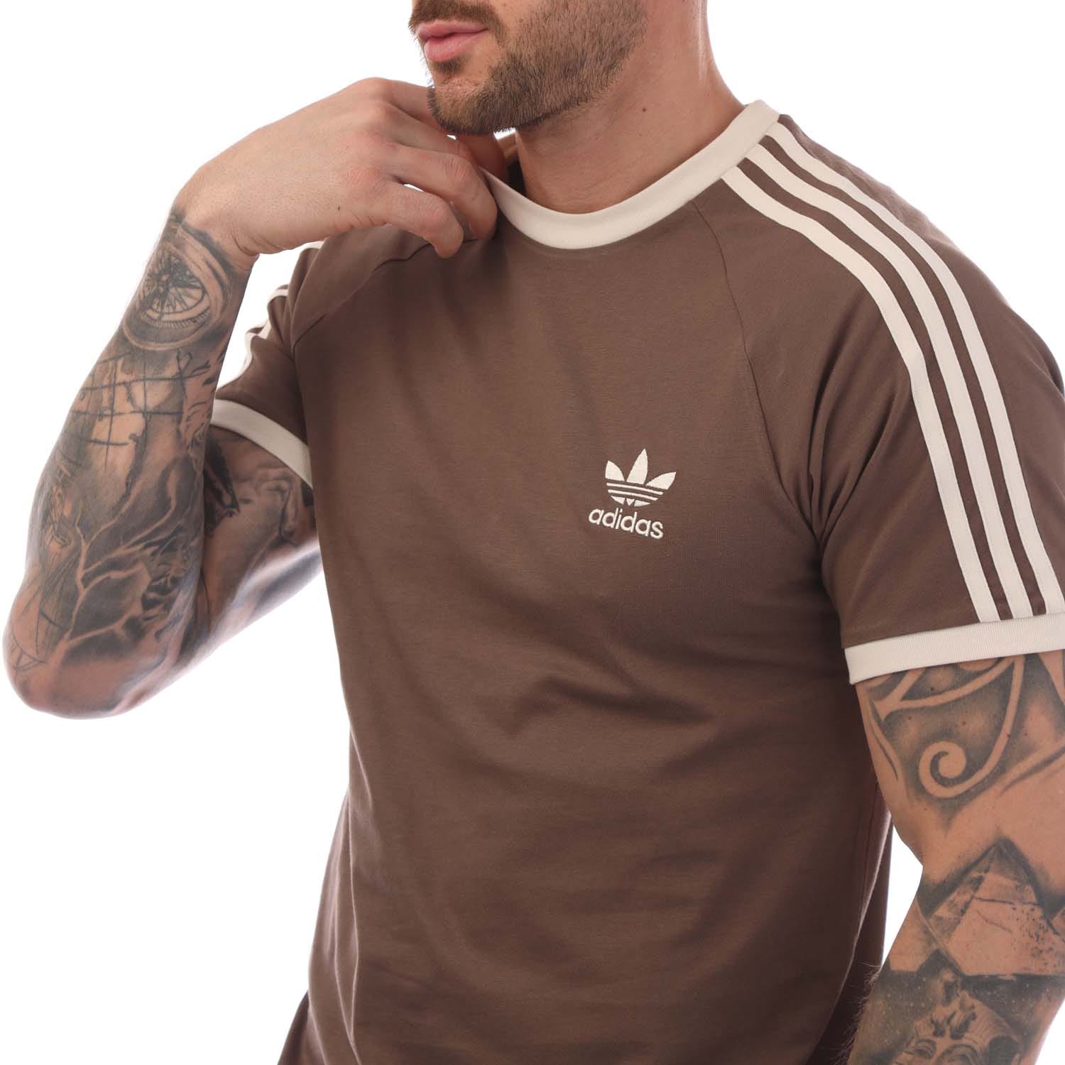 Brown adidas Originals 3-Stripes T-Shirt - Get The Label