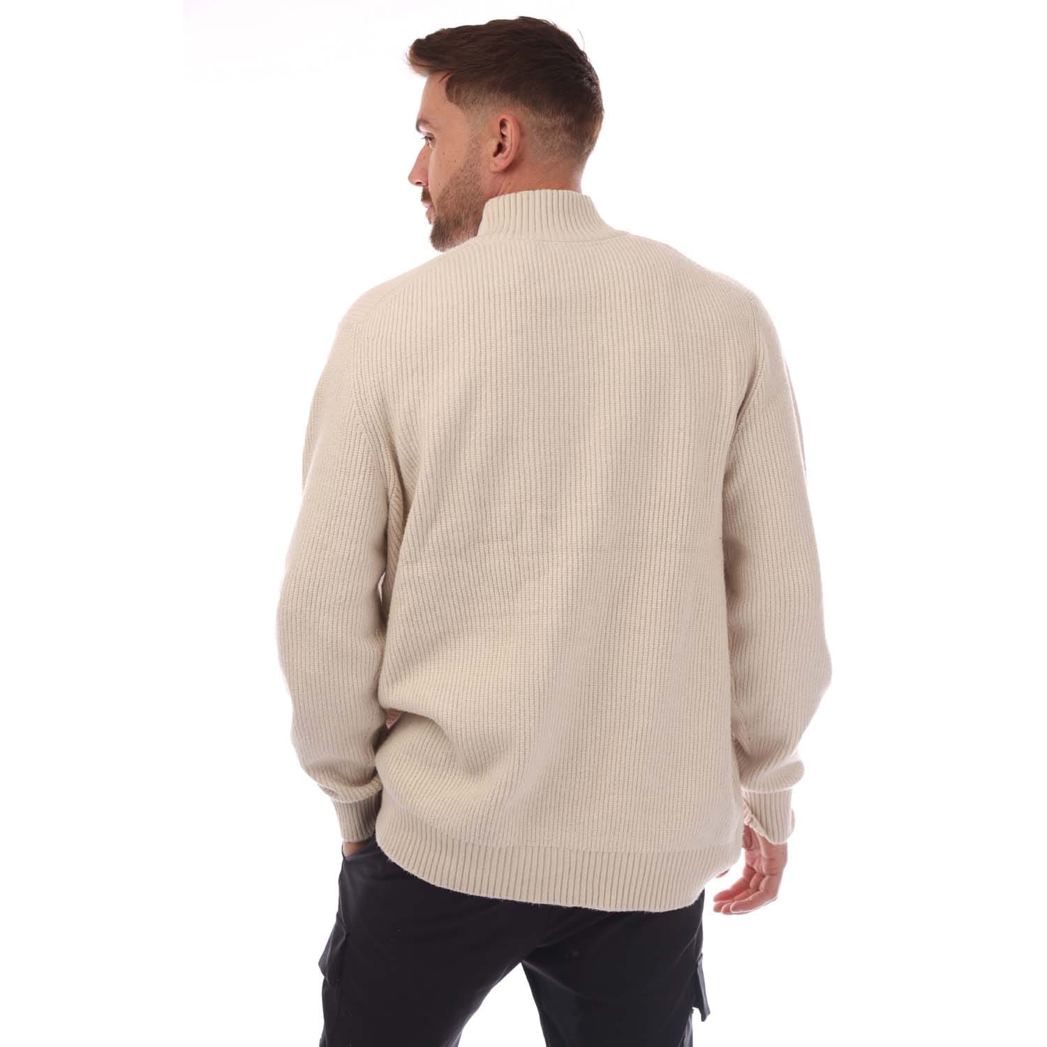 Beige Lyle And Scott Shaker Stitch Quarter-Zip Sweater - Get The Label