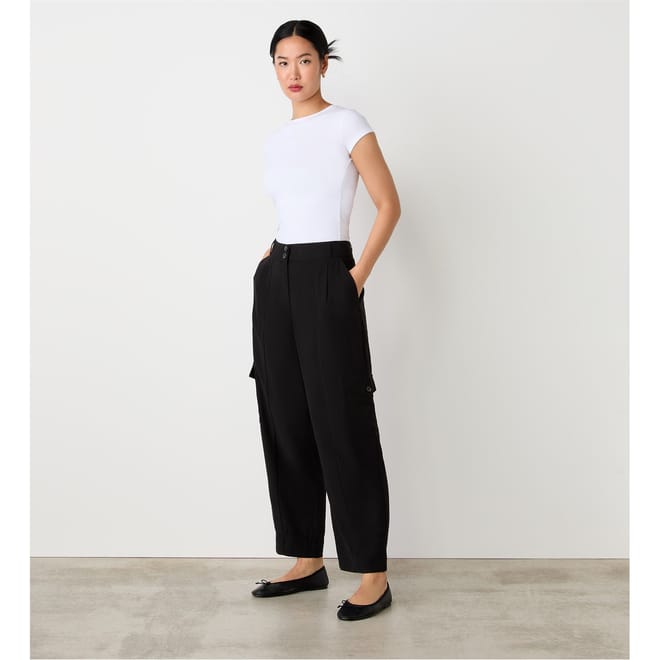 Solid Straight Cargo Trousers