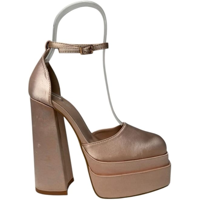 Striped Platform Block Heel Sandals