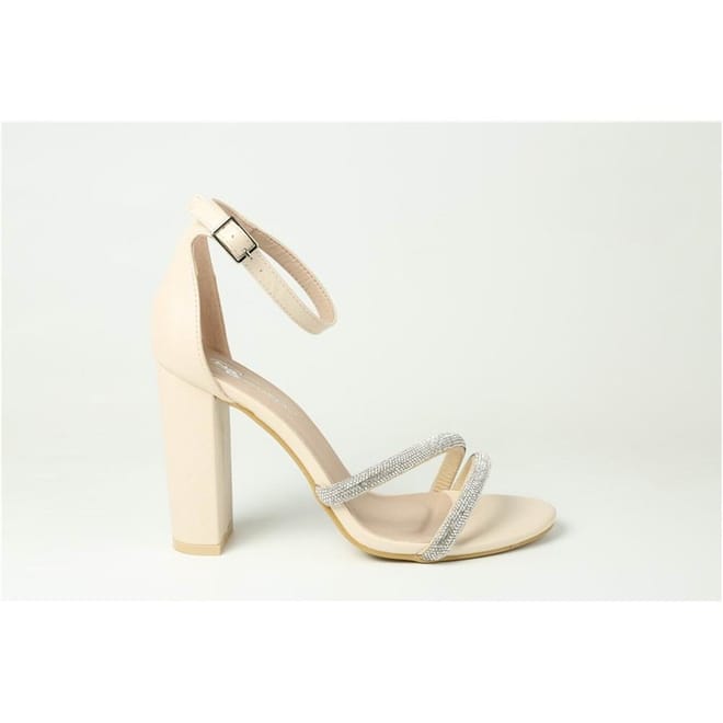 High Heel Diamante Block Heel Sandals