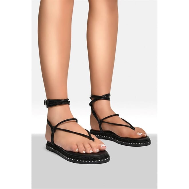 Double Tie Open Toe Post Sandals