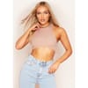 Racer Ribbed Curved Hem Crop Top