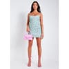Ruched Mesh Mini Dress