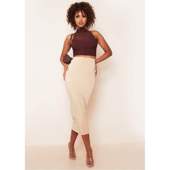 Neck Cropped Racer Crop Top