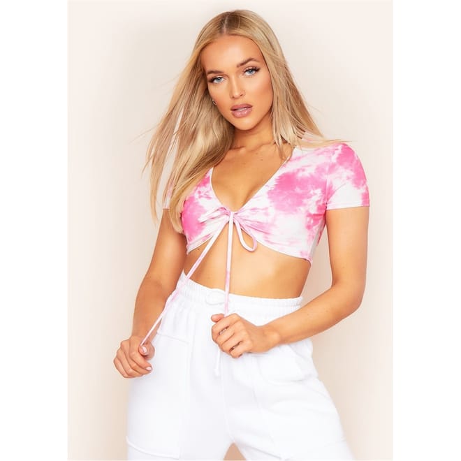 Dye Tie Front Crop Top