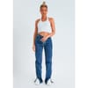 Straight Leg Split Detail Jeans