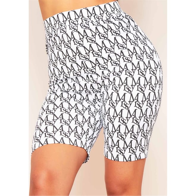Waist Missy Print Branded Cycle Shorts