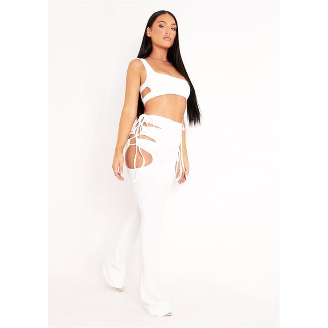 Out Lace Up Flared Trousers