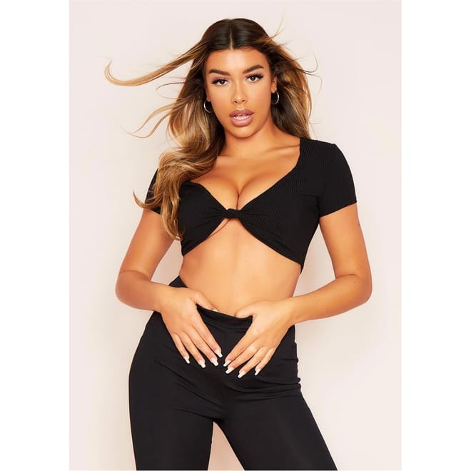 Knot Front Cap Sleeve Crop Top