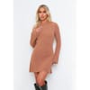 Womens Rib Knit Flare Mini Dress