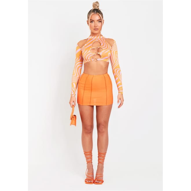 Cut Out Long Sleeve Crop Top