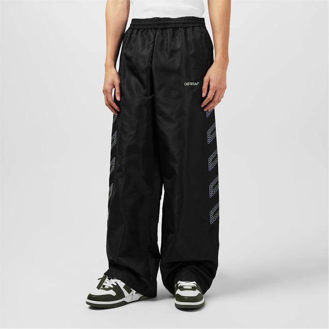 Diagonal Stripe Wide Leg Track Pants